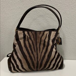 COACH MADISON SMALL PHOEBE ZEBRA PRINT SHOULDER  bag